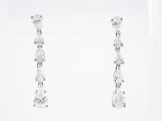 Dangle Drop Earrings Mid-Century 4.92 Pear Cut Diamonds in Platinum