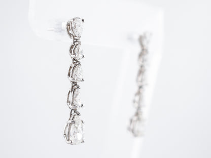 Dangle Drop Earrings Mid-Century 4.92 Pear Cut Diamonds in Platinum
