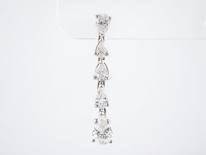 Dangle Drop Earrings Mid-Century 4.92 Pear Cut Diamonds in Platinum