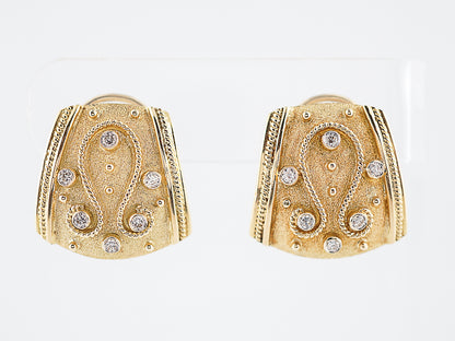 Earrings Modern .72 Round Brilliant Cut Diamonds in 20k Yellow Gold