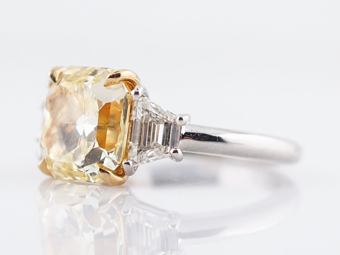 Engagement Ring Modern GIA 4.13 Modified Brilliant Cut Fancy Intense Yellow Diamond in Platinum