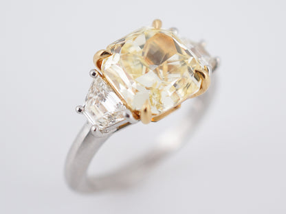 Engagement Ring Modern GIA 4.13 Modified Brilliant Cut Fancy Intense Yellow Diamond in Platinum