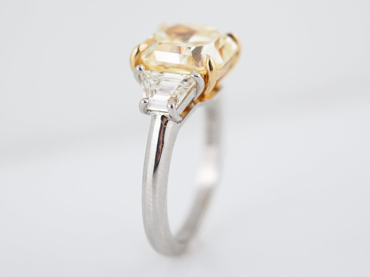 Engagement Ring Modern GIA 4.13 Modified Brilliant Cut Fancy Intense Yellow Diamond in Platinum