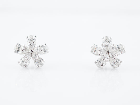 ***RTV***Earrings Modern 6.46 Pear Cut Diamonds in 18K White Gold