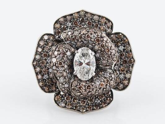 ***RTV***Right Hand Ring Modern 1.07 Oval Cut Diamond in 18K Yellow Gold