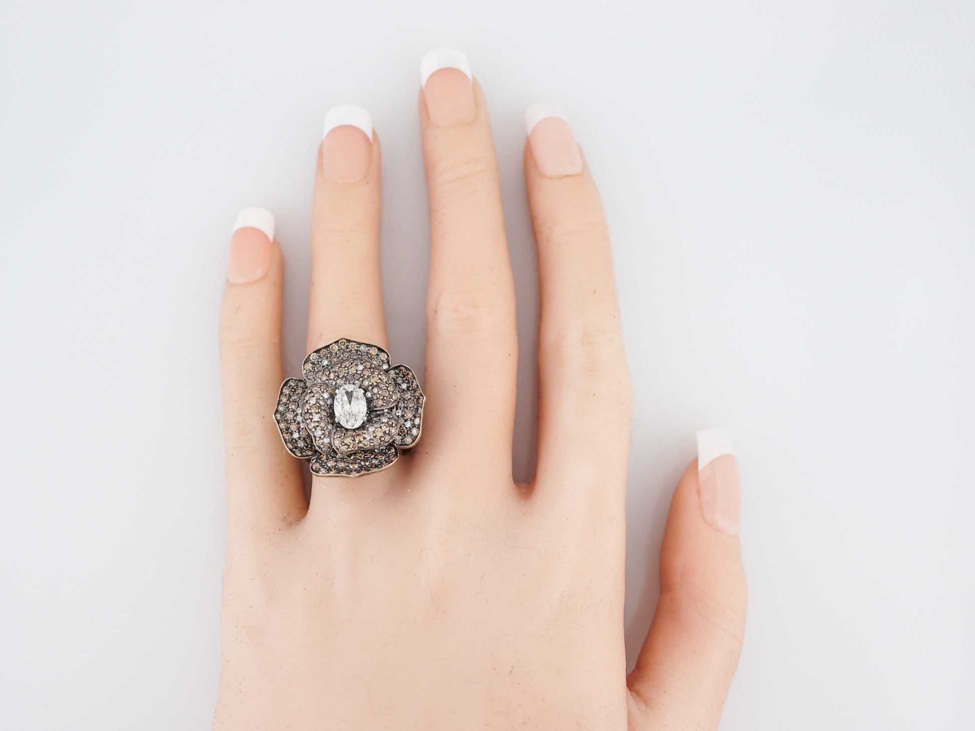 Right Hand Ring Modern Oval Cut Diamond in 18K Yellow Gold