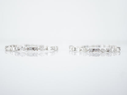 ***RTV***Hoop Earrings Modern 4.95 Marquise, Round & Baguette Cut Diamonds in 18K White Gold
