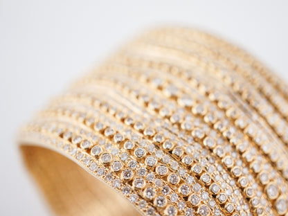 ***RTV***Bangle Bracelet Modern 24.58 Round Brilliant Cut Diamonds in 18K Yellow Gold