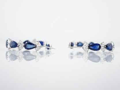 ***RTV***Earrings Modern 4.17 Pear Cut Diamonds & 17.48 Pear Cut Sapphires in 18K White Gold