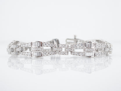 Link Bracelet Modern 6.38 Round Brilliant & Baguette Cut Diamonds in Platinum