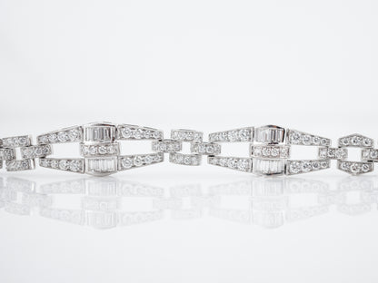 Link Bracelet Modern 6.38 Round Brilliant & Baguette Cut Diamonds in Platinum