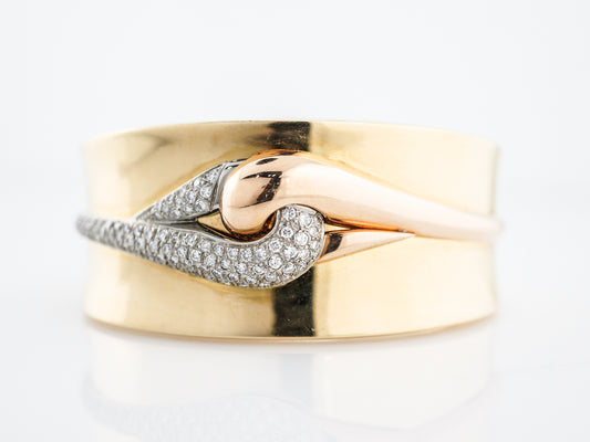 **RTV 1/10/19**Vintage Bracelet Retro 1.50 Round Brilliant Cut Diamonds in 18K Yellow, White & Rose Gold