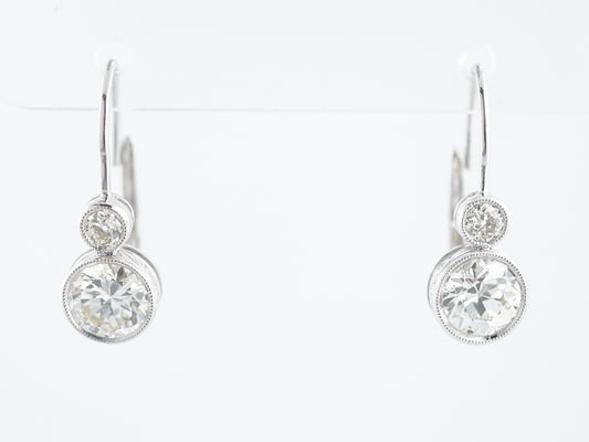 **RTV 1/10/19** Earrings Modern 2.22 Old European Cut Diamonds in Platinum