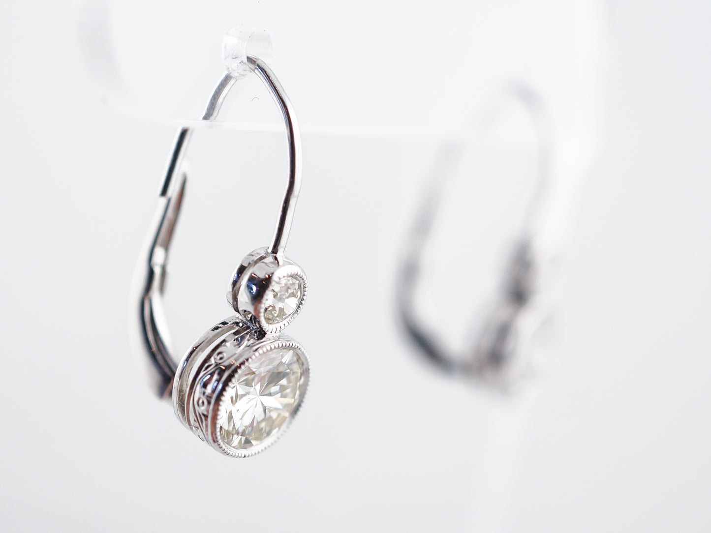 **RTV 1/10/19** Earrings Modern 2.22 Old European Cut Diamonds in Platinum