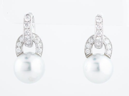 **RTV 1/10/19**Earrings Modern Pearl & 1.60 Round Brilliant Cut Diamonds in Platinum