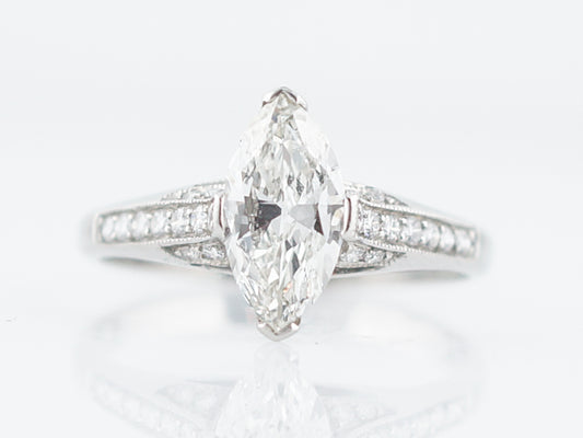Engagement Ring Modern .97 Marquis Cut Diamond in Platinum