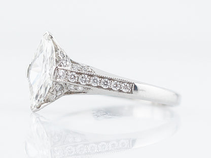 Engagement Ring Modern .97 Marquis Cut Diamond in Platinum