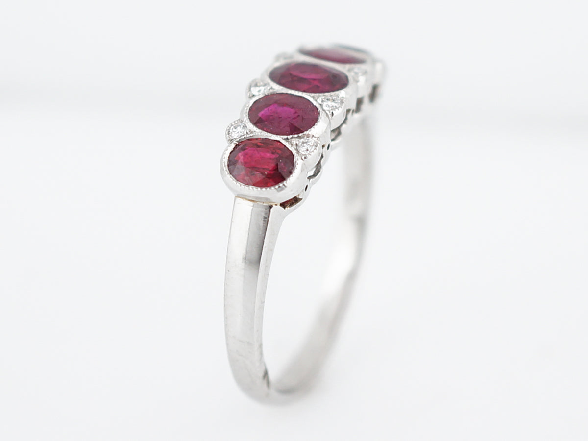 **RTV 1/10/19**Right Hand Ring Modern 1.55 Oval Cut Rubies in Platinum