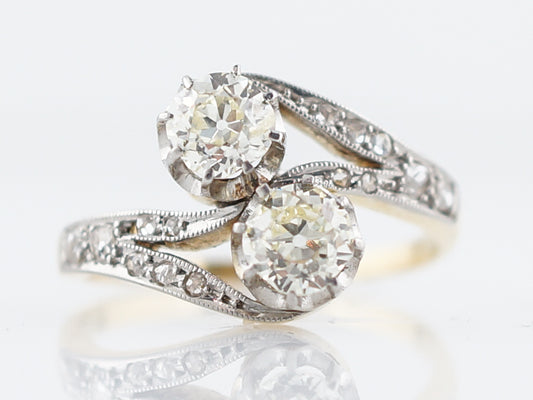 ***RTV***Antique Right Hand Ring Edwardian .76 Old Mine Cut Diamonds in Platinum & 18K Yellow Gold