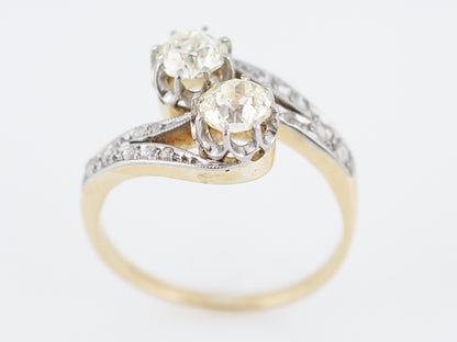 ***RTV***Antique Right Hand Ring Edwardian .76 Old Mine Cut Diamonds in Platinum & 18K Yellow Gold