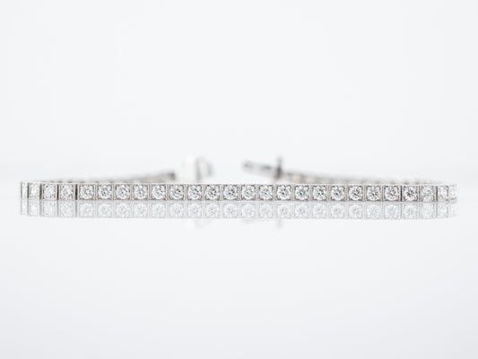 Straight Line Bracelet Modern 2.58 Round Brilliant Cut Diamonds in Platinum