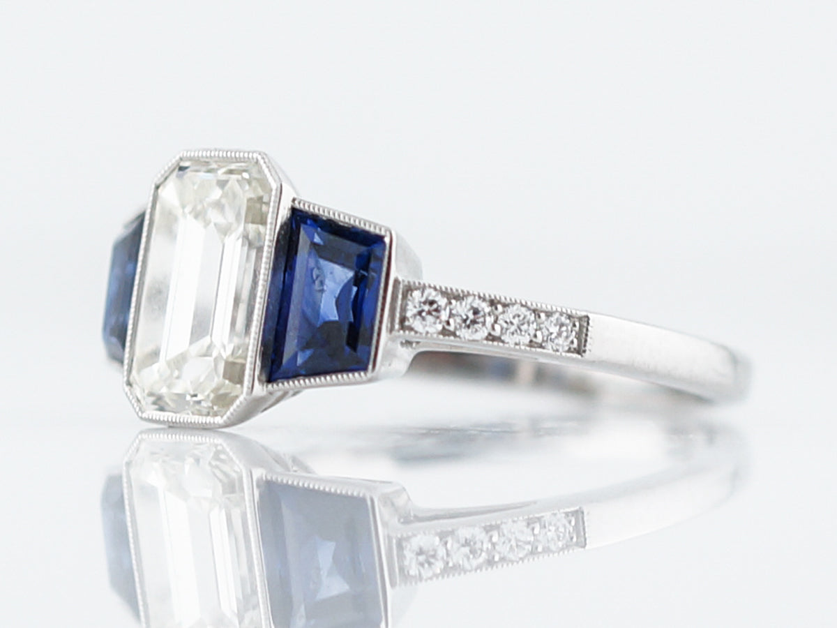 **RTV 1/10/19**Engagement Ring Modern 1.53 Emerald Cut Diamond in Platinum