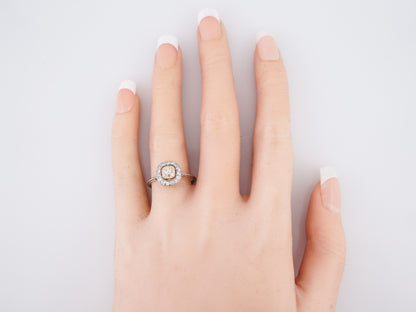 Engagement Ring Modern .72 Old Mine Cushion Cut Diamond in Platinum & 14k Rose Gold