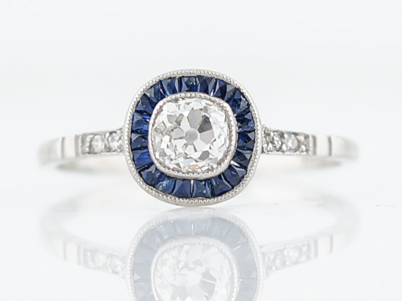 Engagement Ring Modern .50 Old Mine Cut Cushion Cut Diamond in Platinum