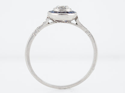 Engagement Ring Modern .50 Old Mine Cut Cushion Cut Diamond in Platinum