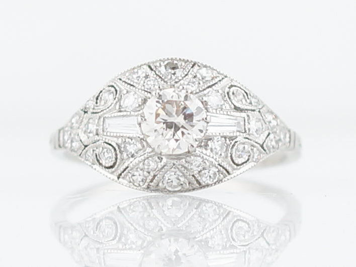 Engagement Ring Modern .47 Round Brilliant Cut Diamond in Platinum