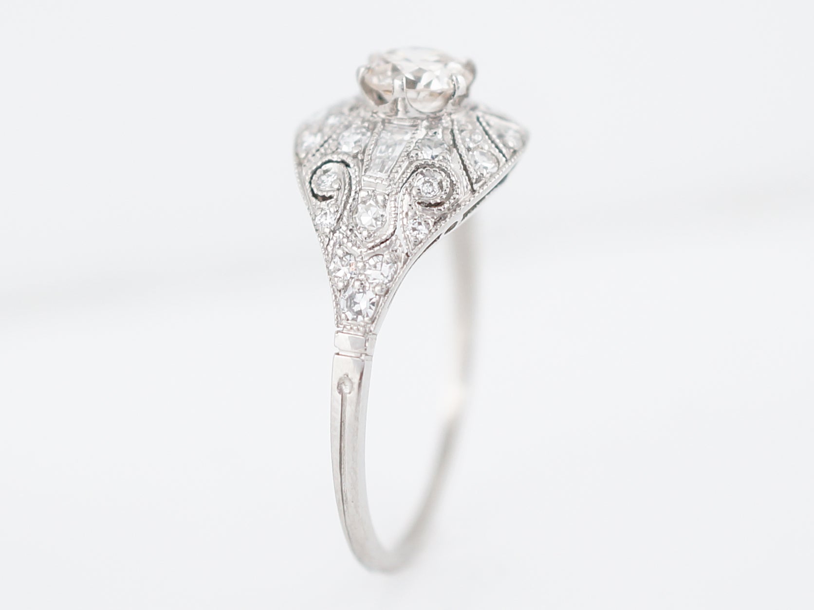 Engagement Ring Modern .47 Round Brilliant Cut Diamond in Platinum