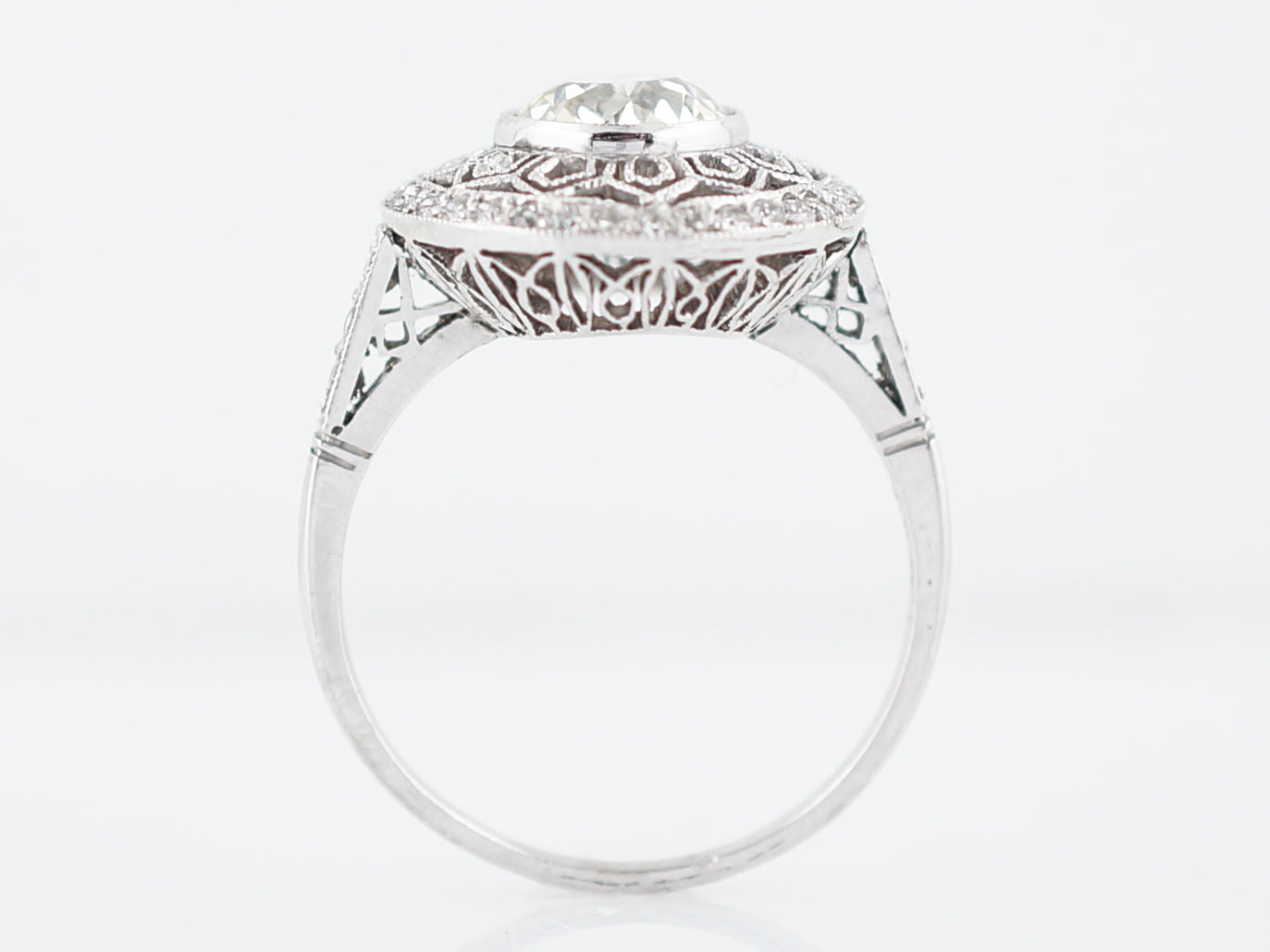 ***RTV***Cocktail Ring Modern 1.32 Old European Cut Diamond in Platinum