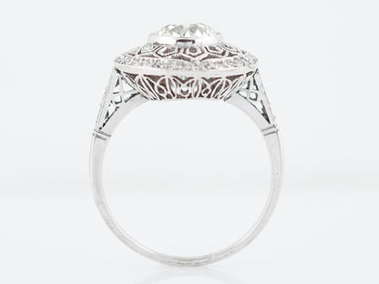 ***RTV***Cocktail Ring Modern 1.32 Old European Cut Diamond in Platinum