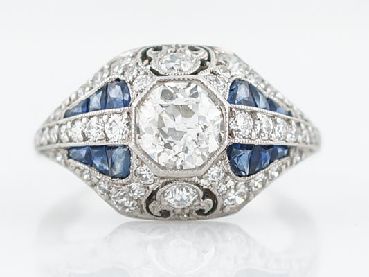 ***RTV***Engagement Ring Modern .93 Old European Cut Diamond in Platinum