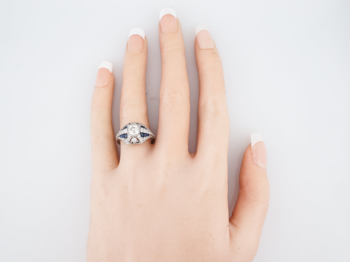 ***RTV***Engagement Ring Modern .93 Old European Cut Diamond in Platinum