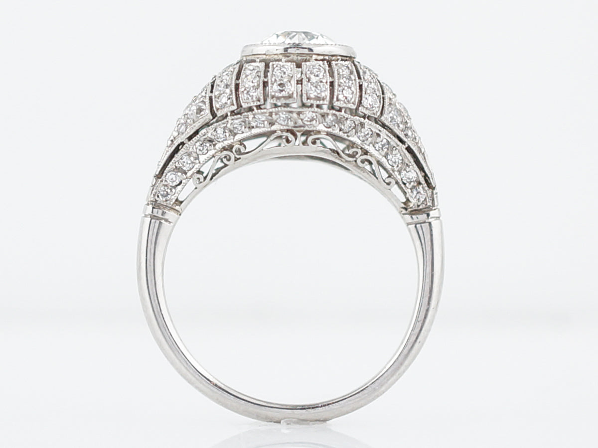 Engagement Ring Modern 1.15 Old European Cut Diamond in Platinum