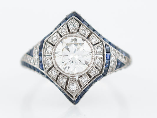 Right Hand Ring Modern 1.03 Round Brilliant Cut Diamond in Platinum