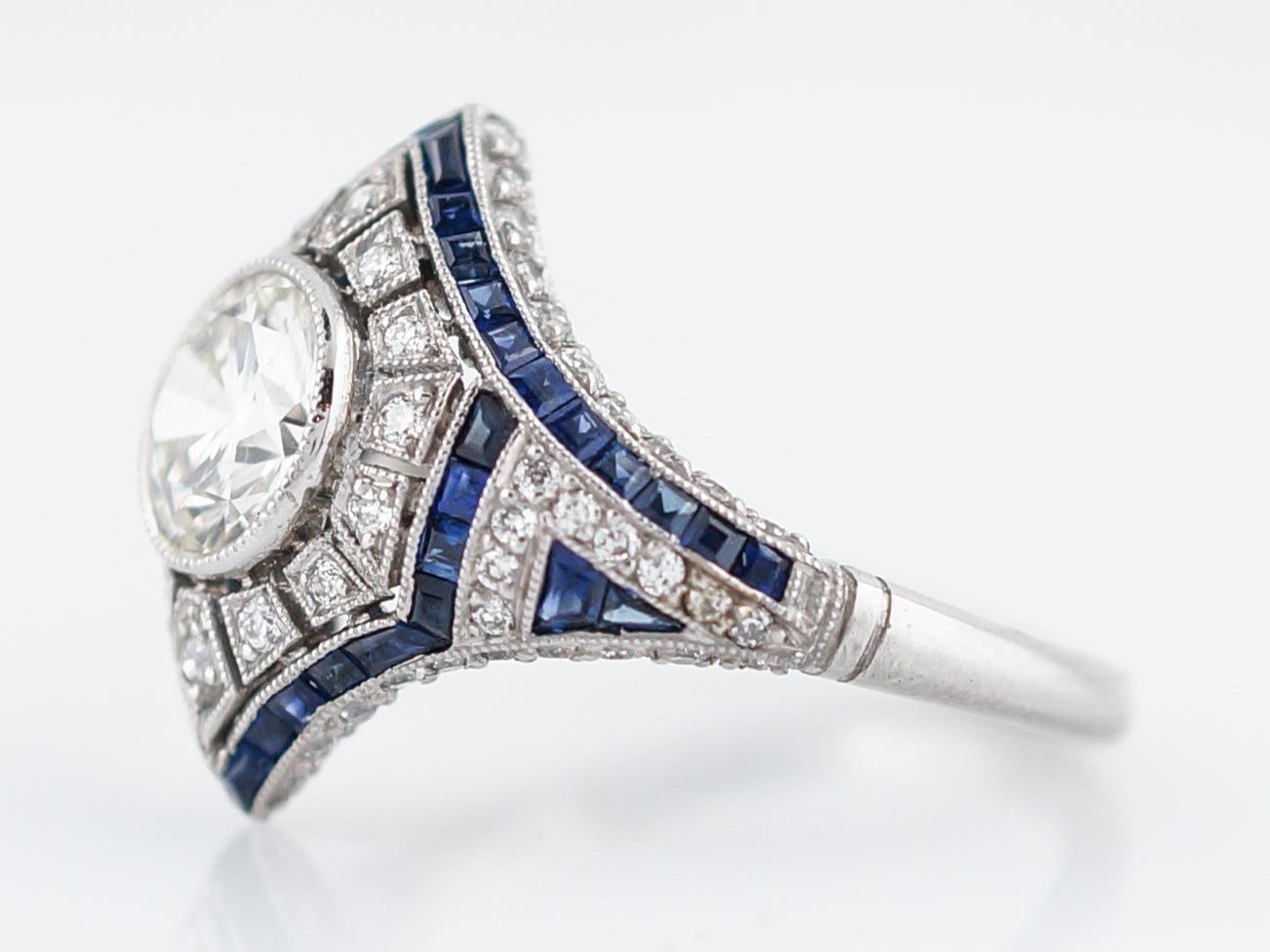 Right Hand Ring Modern 1.03 Round Brilliant Cut Diamond in Platinum