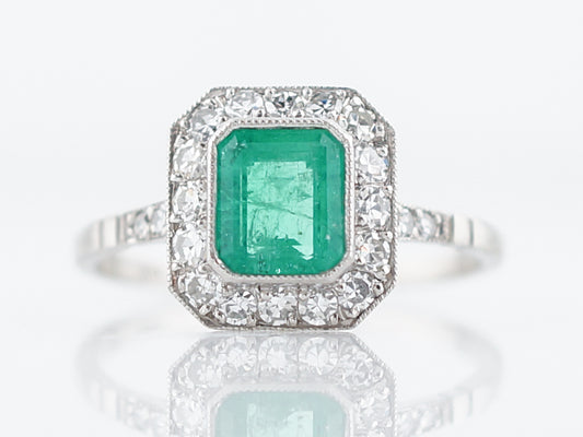 ***RTV***Right Hand Ring Modern .76 Emerald Cut Emerald in Platinum