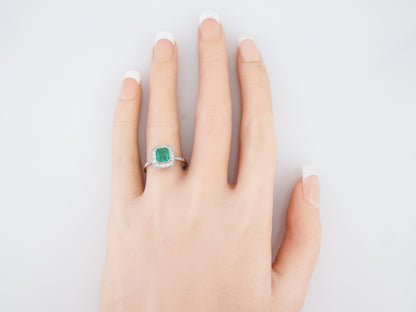 ***RTV***Right Hand Ring Modern .76 Emerald Cut Emerald in Platinum