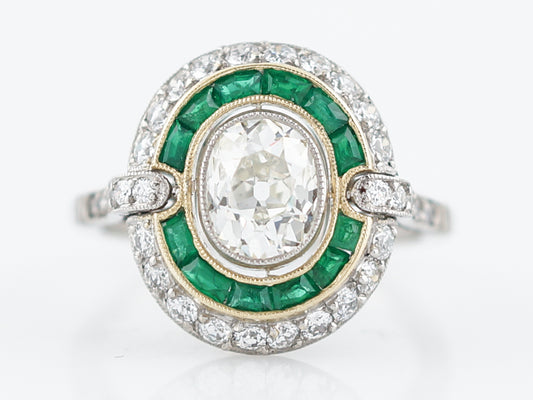 Right Hand Ring Modern 1.18 Cushion Cut Diamond in Platinum and 14k Yellow Gold