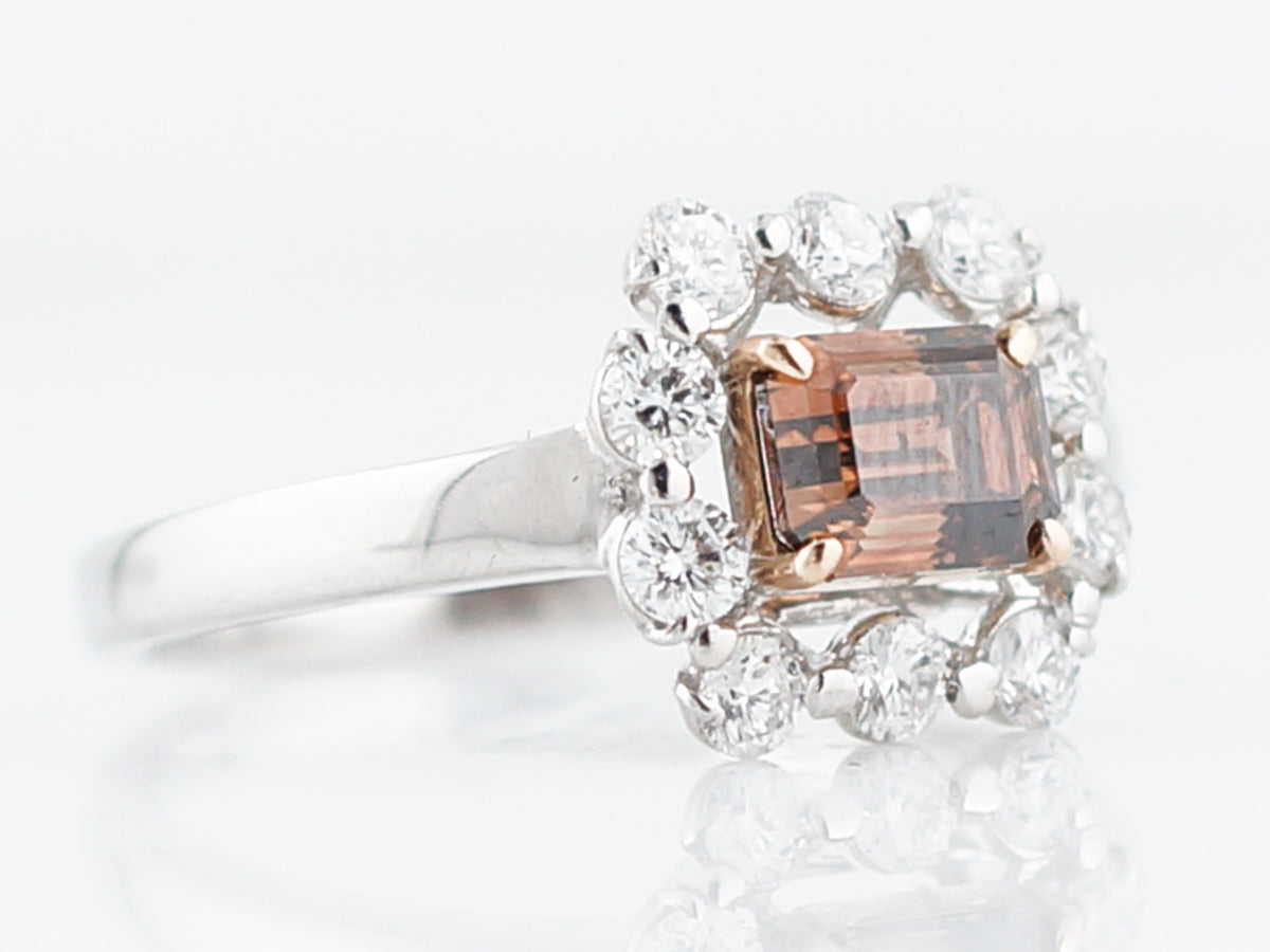 ***RTV 5/23/19***Engagement Ring Modern 1.03 Emerald Cut Diamond in Platinum and 14k Yellow Gold