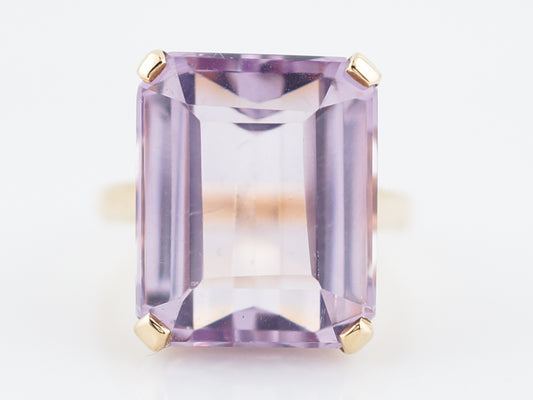Vintage Cocktail Ring Mid-Century 12.00 Emerald Cut Amethyst in 14k Yellow Gold