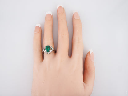Right Hand Ring Modern 1.89 Oval Cut Emerald in 18k White Gold