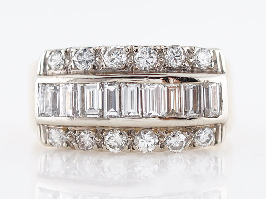 Vintage Right Hand Ring Mid-Century 1.30 Baguette Cut Diamonds in 14k Yellow Gold