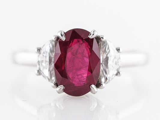 Right Hand Ring Modern 2.19 Oval Cut Ruby in Platinum