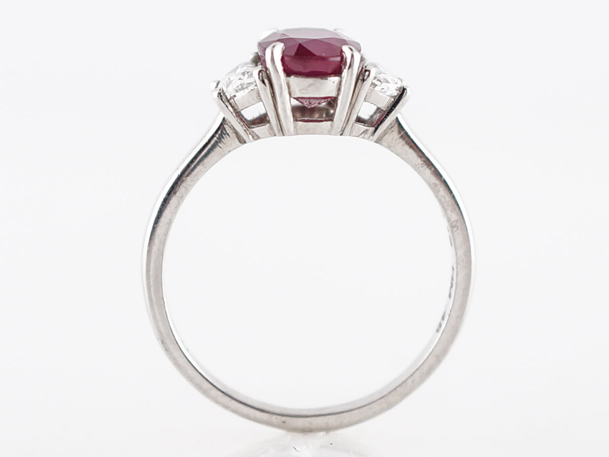 Right Hand Ring Modern 2.19 Oval Cut Ruby in Platinum
