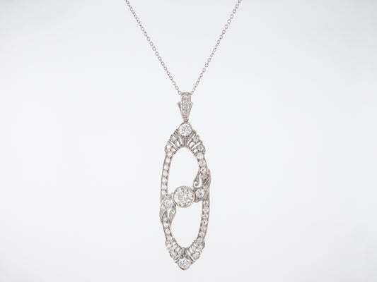 Antique Necklace Art Deco 2.26 Old European Cut Diamonds in Platinum