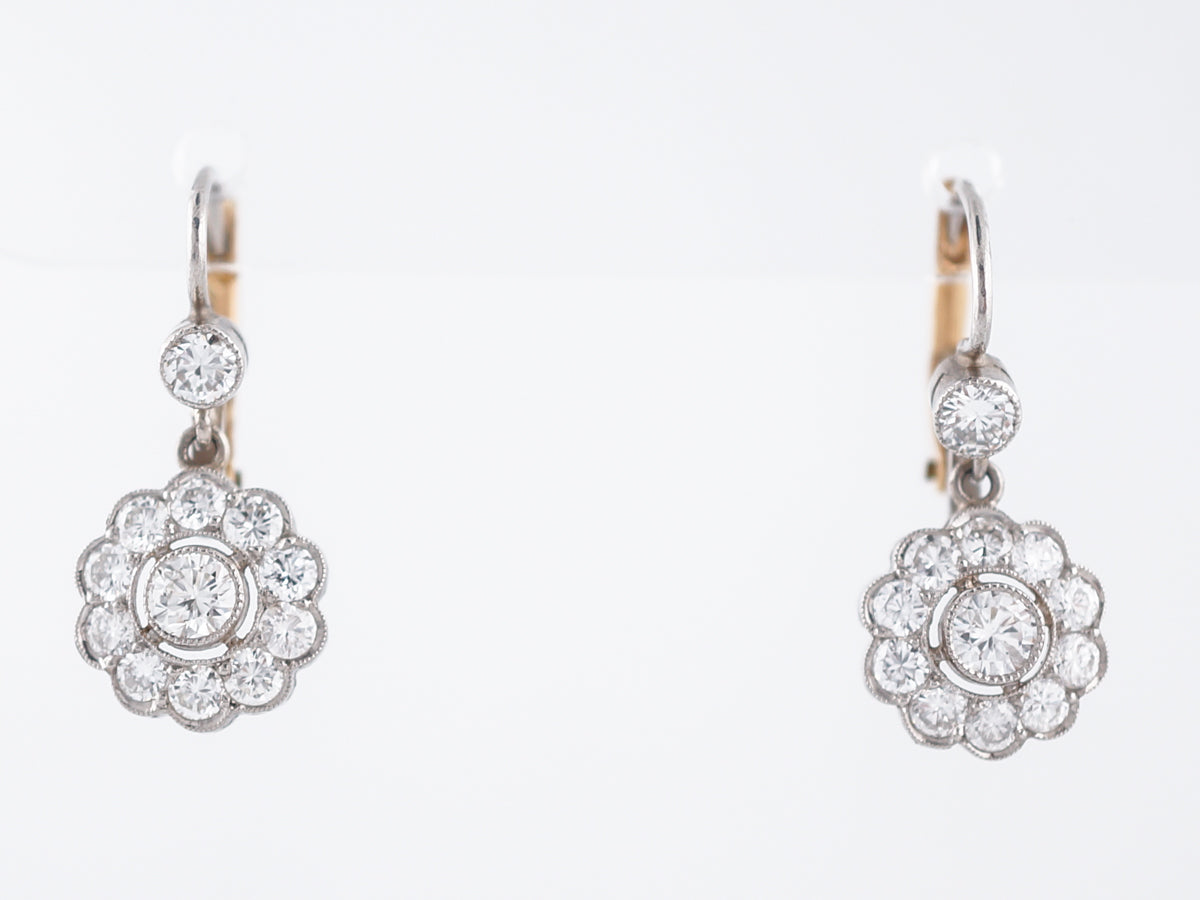 Earrings Modern .36 Round Brilliant Cut Diamonds in 18k Yellow Gold & Platinum