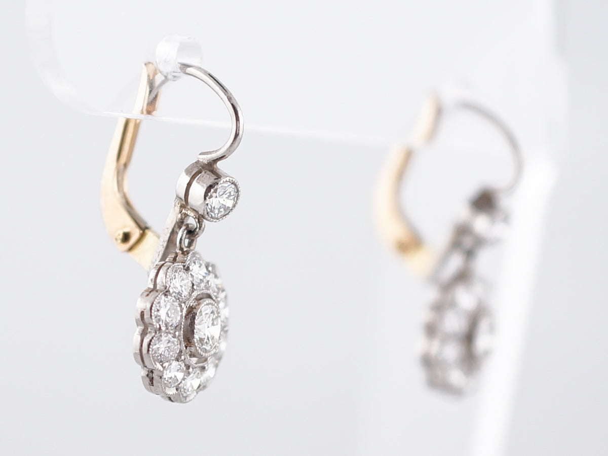 Earrings Modern .36 Round Brilliant Cut Diamonds in 18k Yellow Gold & Platinum